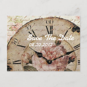 Carte Postale Faire-part Vintage Floral steampunk Mariage enregistrer la da