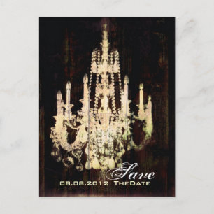 Carte Postale Faire-part Vintage Grange Chandelier en bois Mariage enregist
