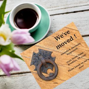 Carte Postale Faire-part Vintage Knocker de porte nous avons déménagé