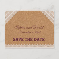 Vintage Lace Vin Cork Mariage ENREGISTRER LA DATE