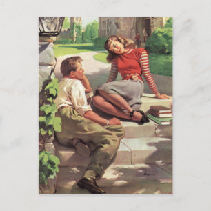 Carte Postale Faire-part Vintage Love High School Chérie Enregistrer la dat