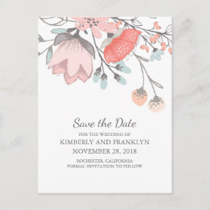 Carte Postale Faire-part Vintage Rustique Floral Enregistrer la date