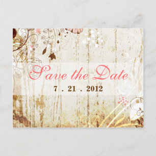 Carte Postale Faire-part Vintage Shabby Chic Floral Enregistrer la date Car