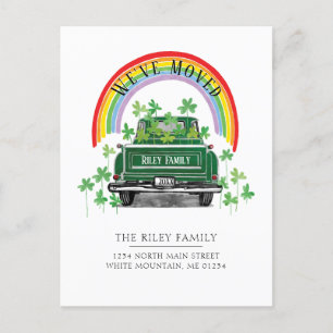 Carte Postale Faire-part Vintage Shamrock de camion vert Rainbow Moving