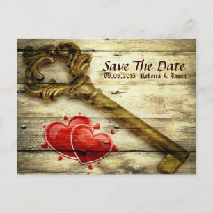 Carte Postale Faire-part vintage squelette clé victorien steampunk mariage