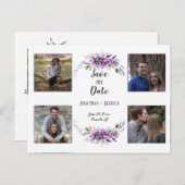 Carte Postale Faire-part Violet Violet Lavande Florale Photo Enregistrer La (Devant / Derrière)