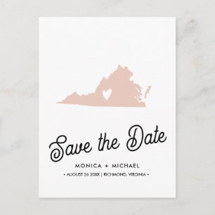 Carte Postale Faire-part VIRGINIA State Destination Mariage N'IMPORTE QUELL