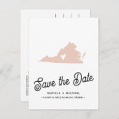 Carte Postale Faire-part VIRGINIA State Destination Mariage N'IMPORTE QUELL (Devant / Derrière)