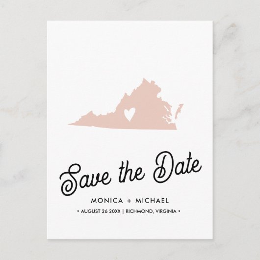 Carte Postale Faire-part VIRGINIA State Destination Mariage N'IMPORTE QUELL (Devant)
