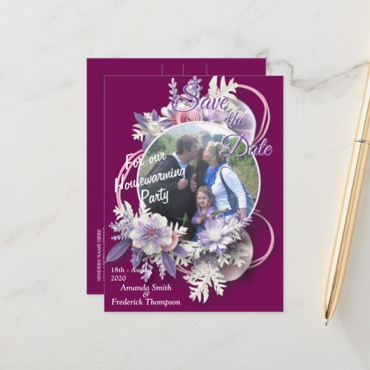 Carte Postale Faire-part Viva Magenta 2023 (Devant/Arrière en situation)