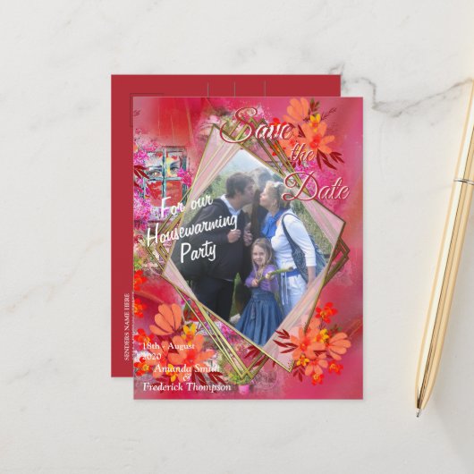 Carte postale Faire-part Viva Magenta 2023 (Devant/Arrière en situation)