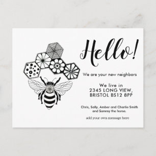 Carte Postale Faire-part Voisin bonjour modifiable,  Nouvelle adresse, Abei