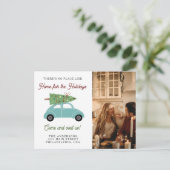 Carte Postale Faire-part Voiture avec photo de sapin de Noël Fêtes en mouve (Debout devant)