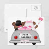 Carte Postale Faire-part Voiture de mariage - juste mariée (Devant / Derrière)
