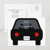 Carte Postale Faire-part Voiture juste mariée (Devant / Derrière)