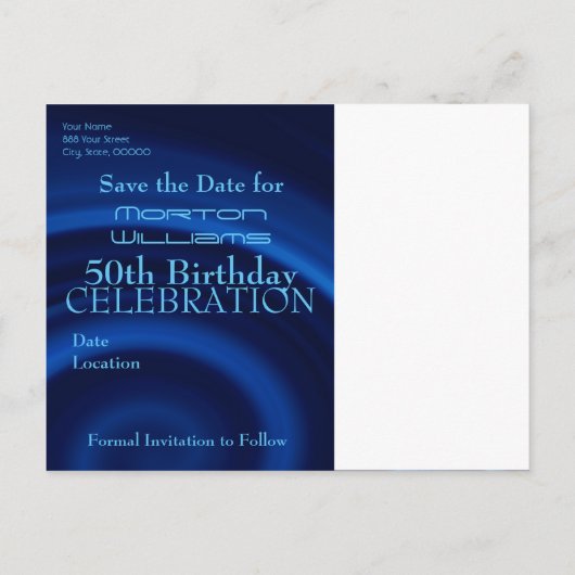 Carte Postale Faire-part Vortex 50e anniversaire Enregistrer la date - Cart (Dos)
