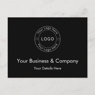 Carte Postale Faire-part Votre logo d'entreprise sur noir personnalisé