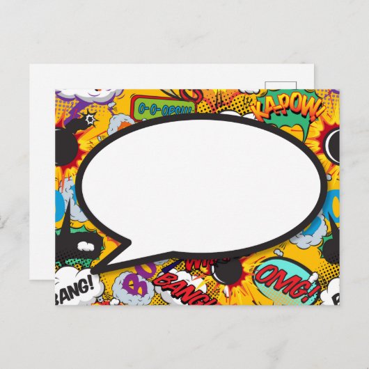 Carte Postale Faire-part Votre message Voix Bubble Amusant Retro Comique Li (Devant / Derrière)