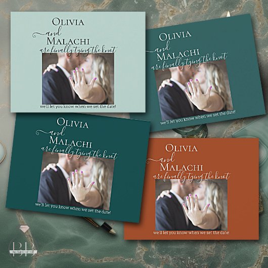 Carte Postale Faire-part Votre photo enfin liée par le nœud Engagement