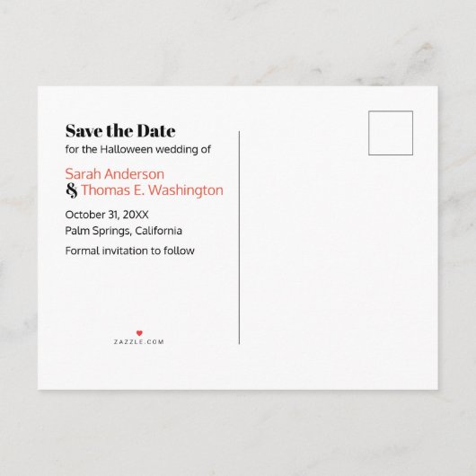 Carte Postale Faire-part Vous êtes My Boo - Halloween Enregistrer la date (Dos)