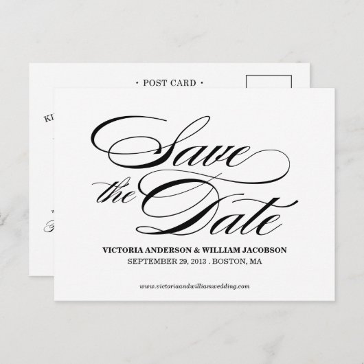 CARTE POSTALE FAIRE-PART VRAIMENT ÉLÉGANT | ENREGISTRER LA DATE D'ANNONCE (Devant / Derrière)