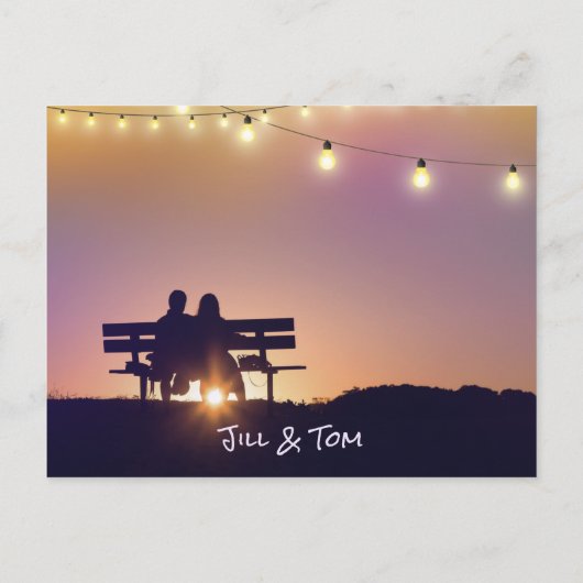 Carte Postale Faire-part Vue de plage Aquarelle Chaîne Luminaire (Dos)