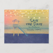 Carte Postale Faire-part Vue de plage Aquarelle Chaîne Luminaire (Devant)