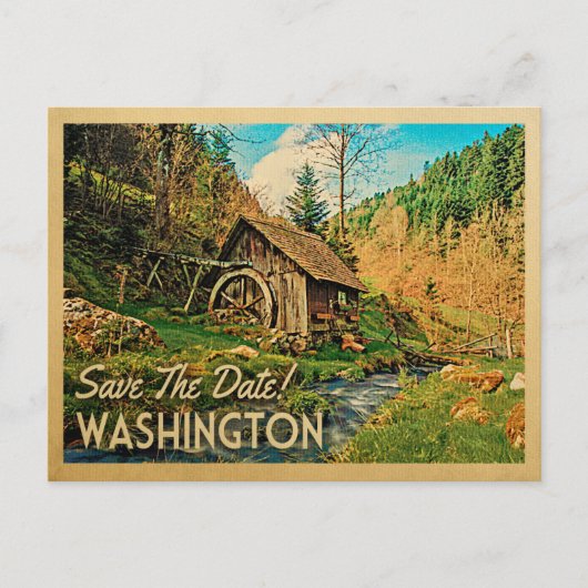 Carte Postale Faire-part Washington Sauvez La Date Rustique Cabine Mill Woo (Devant)