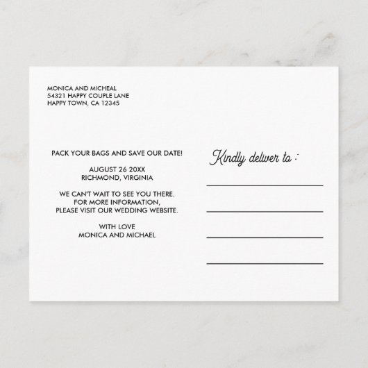 Carte Postale Faire-part WASHINGTON State Destination Mariage N'IMPORTE QUE (Dos)