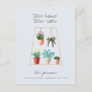 Carte Postale Faire-part Watercolor House Plantes Nouveau Accueil Nouvelles