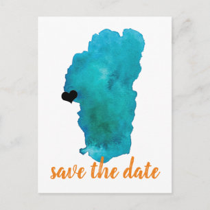 Carte Postale Faire-part Watercolor Lake Tahoe Wedding Sauvez La Date