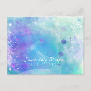 Carte Postale Faire-part Watercolor Mermaid Tail Party Enregistrer la date