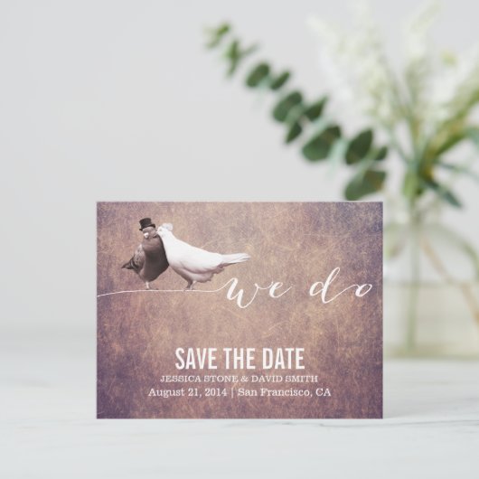Carte Postale Faire-part "We do" Classy Grunge Inséparables Enregistrer la  (Debout devant)