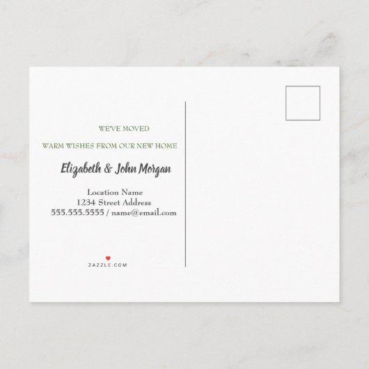 Carte Postale Faire-part We Have Moved,Christmas Pine Tree Holiday (Dos)