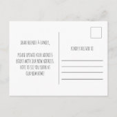 Carte Postale Faire-part We Moved New Home Address Announcement Postcard (Dos)