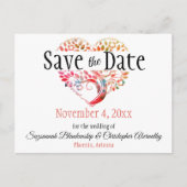 Carte Postale Faire-part Wedding Save The Date Orange Burgundy Tree Heart (Devant)