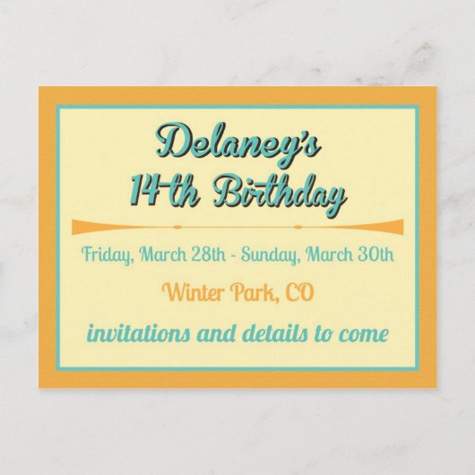 Carte Postale Faire-part Week-end Enregistrer la date (Dos)