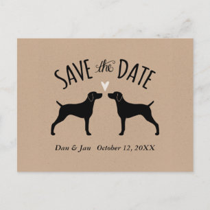 Carte Postale Faire-part Weimaraner Silhouettes Mariage Enregistrer la date
