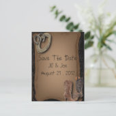 Carte Postale Faire-part western cowboy bottes mariage enregistrer la date (Debout devant)