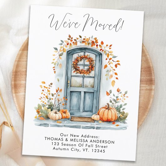 Carte Postale Faire-part We've Moved Autumn Front Door New Address Moving