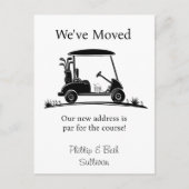 Carte Postale Faire-part We've Moved Black Silhouette Golf Cart (Devant)