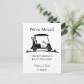 Carte Postale Faire-part We've Moved Black Silhouette Golf Cart (Debout devant)