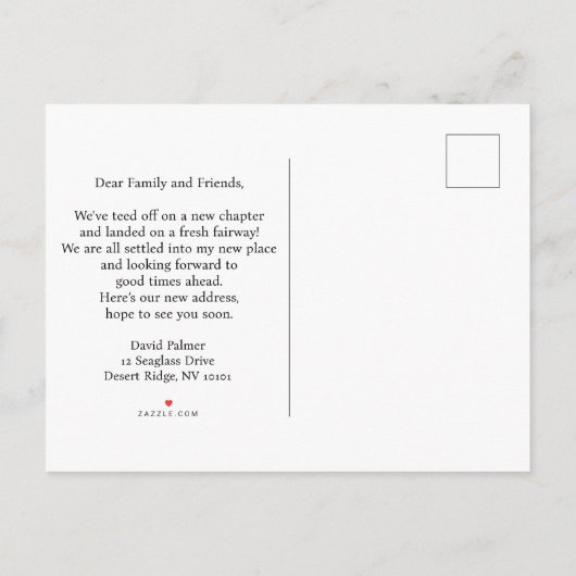 Carte Postale Faire-part We've Moved! Golf Cart Parked at House Silhouette (Dos)