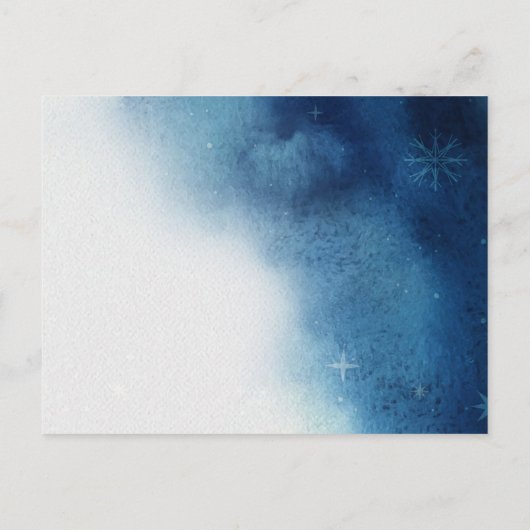 Carte Postale Faire-part Whimsical Blue White Snowflake Elegance Mariage (Dos)