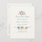 Carte Postale Faire-part Whimsical Funky Hand Drawn Bows Save The Date (Devant / Derrière)