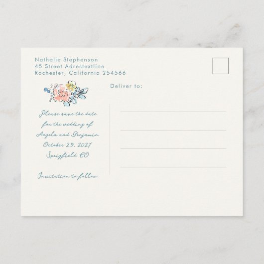 Carte Postale Faire-part Whimsical Funky Hand Drawn Bows Save The Date (Dos)