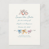 Carte Postale Faire-part Whimsical Funky Hand Drawn Bows Save The Date (Devant)