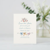 Carte Postale Faire-part Whimsical Funky Hand Drawn Bows Save The Date (Debout devant)