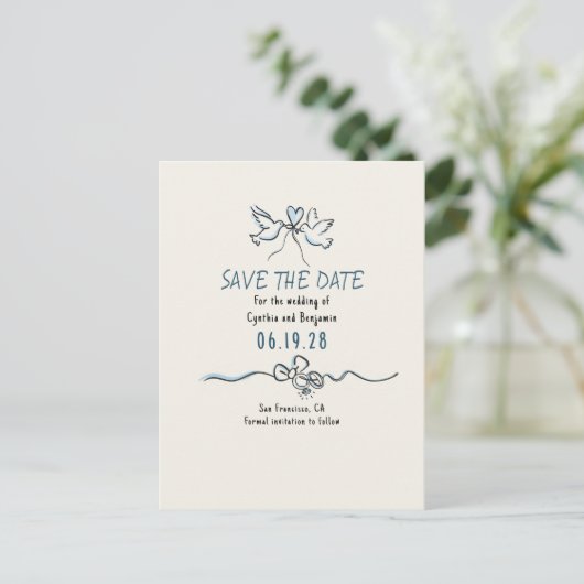 Carte Postale Faire-part Whimsical Funky Hand Drawn Save The Date (Debout devant)