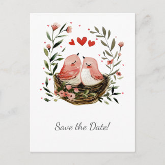 Carte Postale Faire-part Whimsical Lovebirds Save The Date |